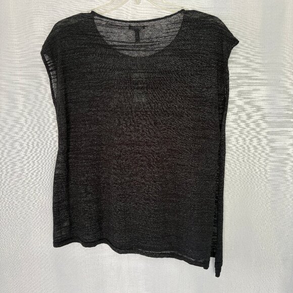 New EILEEN FISHER Sheer Sparkled Slub Knit Lagenlook Tunic Top - Picture 2 of 6